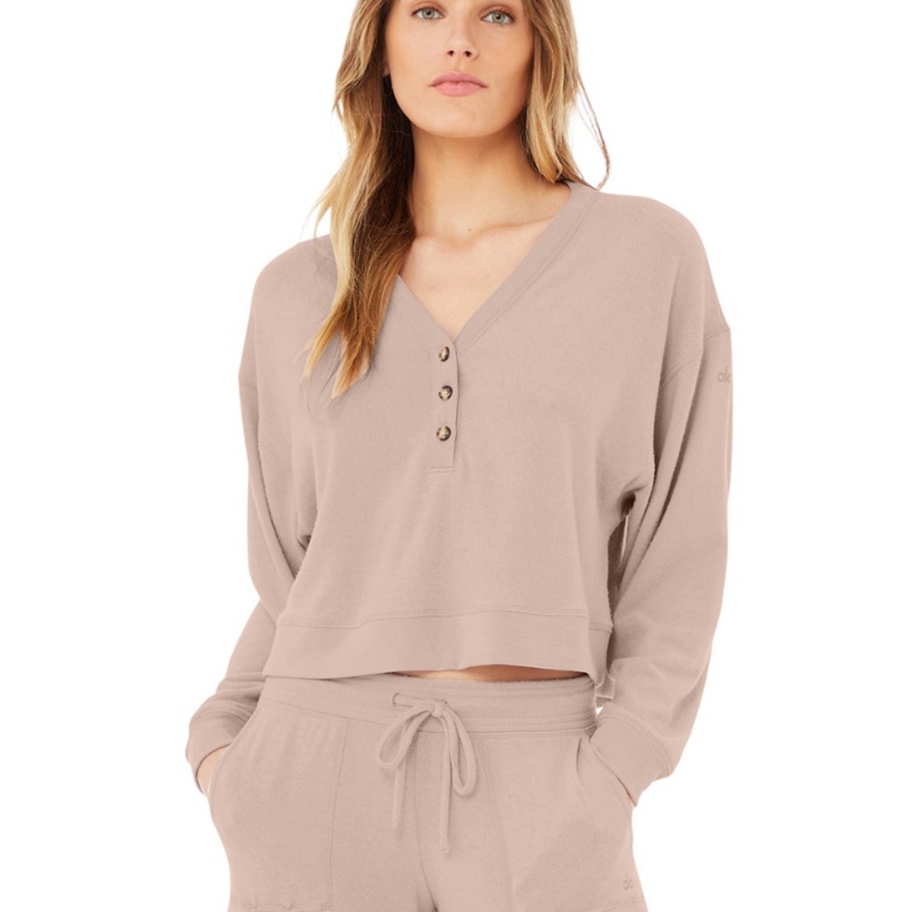 NWT Alo Yoga Soho Henley - Dusty Pink